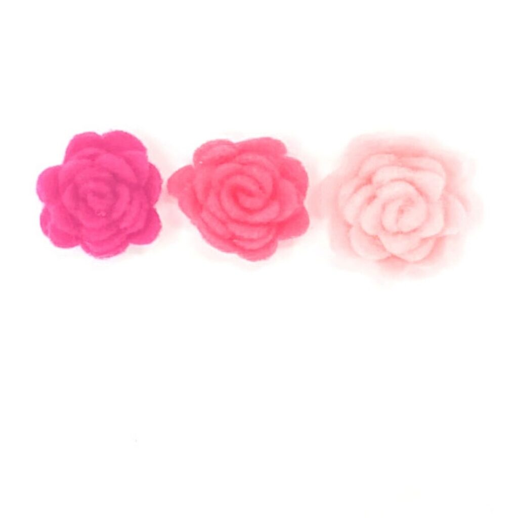pink rosette rolled flowers