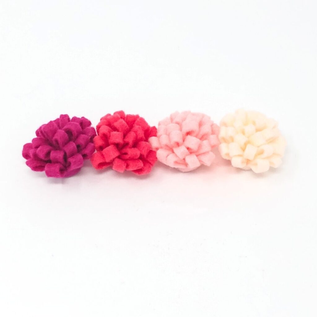pink ombre rolled felt flowers